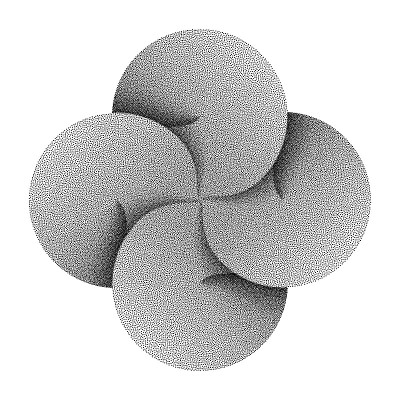 点画波文十字符号由四个组合圆盘制成。矢量插图。