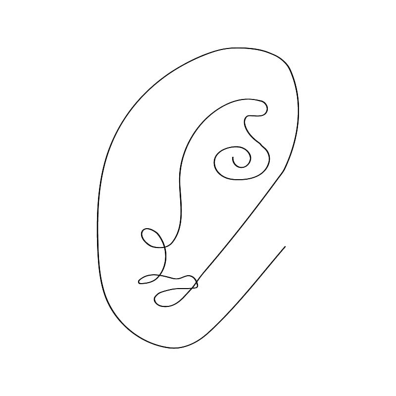 One Line Art Face. Abstract Minimalistic Art desig