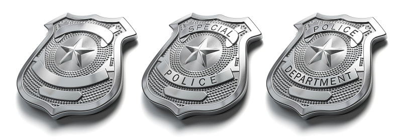 警徽上隔离着白色警徽和警徽。