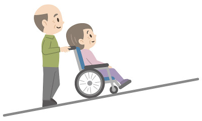 轮椅助推上坡的插图