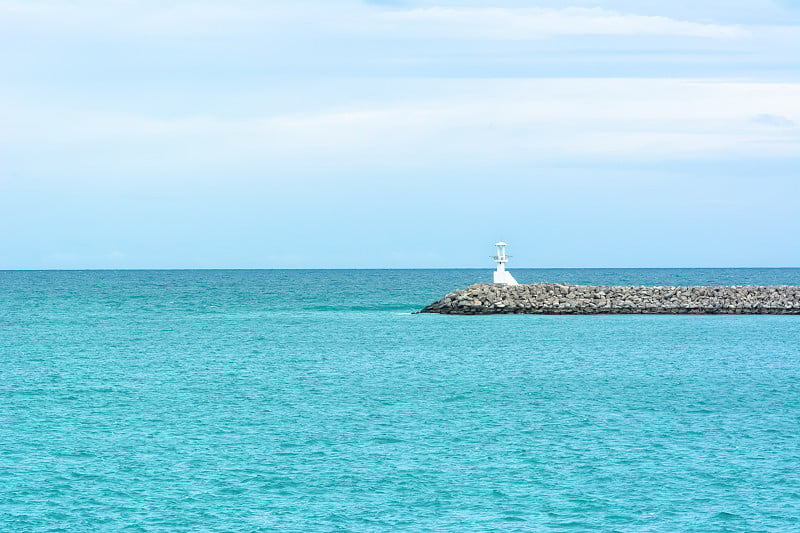 View seascape wit Lighthouse and blue sky