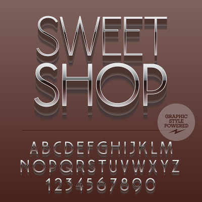一套字母，数字和符号与文字甜店