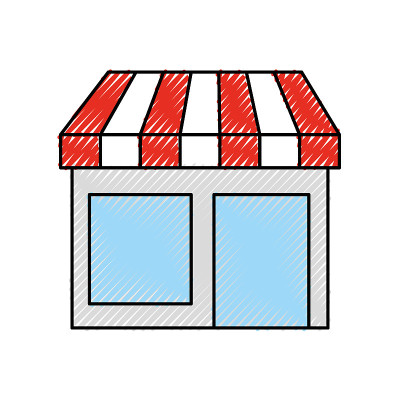 商店杂货店建筑外立面孤立在白色背景上