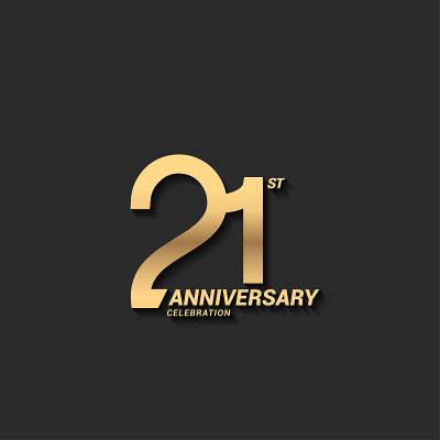 21周年设计库存插图。公司简介、小册子、传单、杂志、宣传册、海报、网页、请柬、贺卡等金周年庆典会徽设
