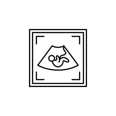 超声波，显示宝宝图标。母性文化元素。瘦图标用于网站设计和开发，应用程序开发。溢价图标