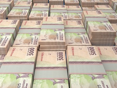 印尼钞票。Indonesianrupiah账单。5000印尼盾印尼盾。商业、金融背景。