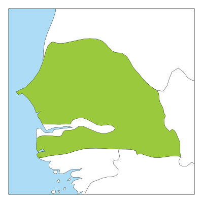 Map of Senegal green highlighted with neighbor cou