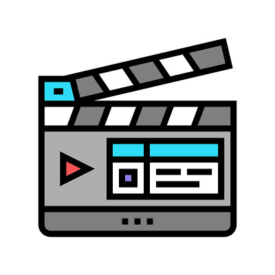 Clapperboard编号工具颜色图标矢量插图