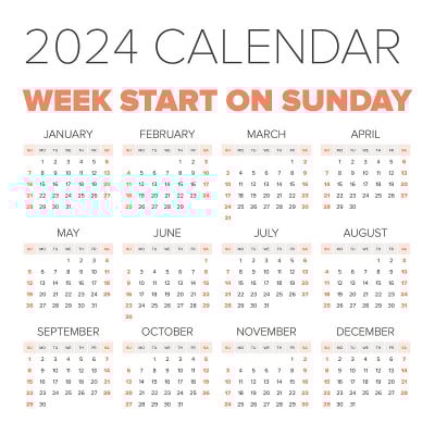 简单的2024年日历