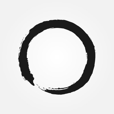 用毛笔画出的佛教符号。圆的禅宗迹象。