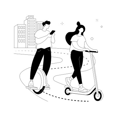个人电动交通抽象概念矢量插图。
