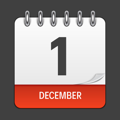 12月1日日历每日图标。矢量插图会徽。设计元素的装修办公室文件和应用。日，日，月和假日的标志。世界艾
