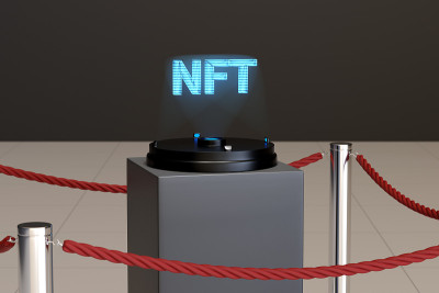 博物馆房间里非ft文本的全息图。3 d演示。