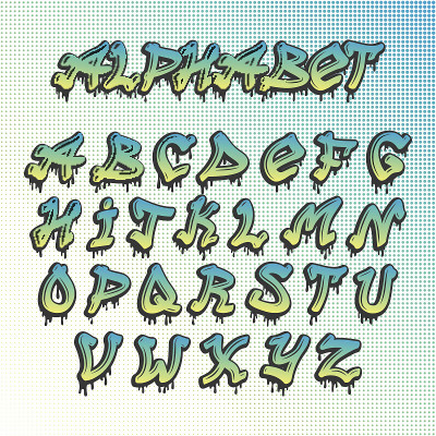 涂鸦grunge字体矢量字母