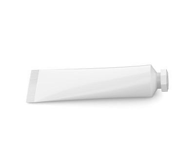 白色空白化妆品管，用于面霜，凝胶，护肤，牙膏，洗发水和药物，模拟模板上孤立的白色背景，3d插图