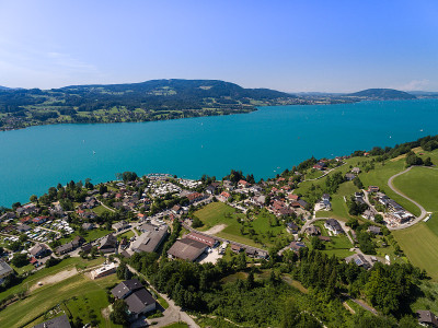 Attersee湖鸟瞰图，Attersee，上奥地利，奥地利