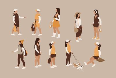 set of modern girls women