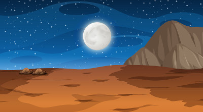 沙漠森林夜景景观