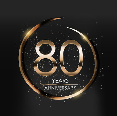 模板符号80周年矢量插图