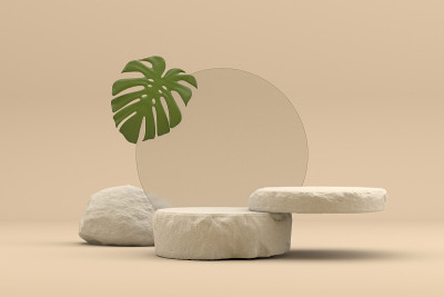 抽象讲台，岩石石平台，Monstera，最小的产品展示