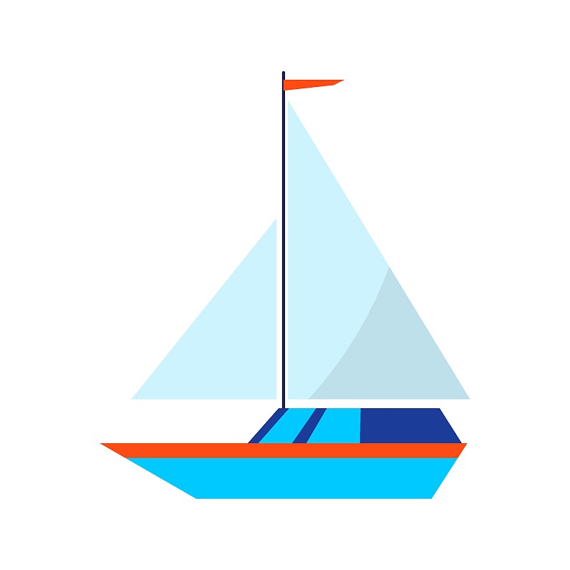 Yacht. Flat color summer Holiday icon on white bac