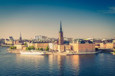 空中全景俯瞰Riddarholmen区，斯德哥尔摩，瑞典