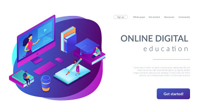 E-learning等距3D登陆页面。