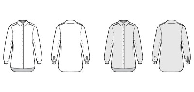 Shirt epaulette technical fashion illustration wit