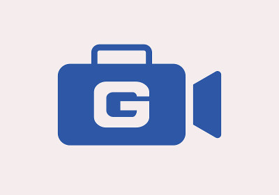 字母G为电影和录像标志设计模板。首字母G与电影摄影机的标志设计