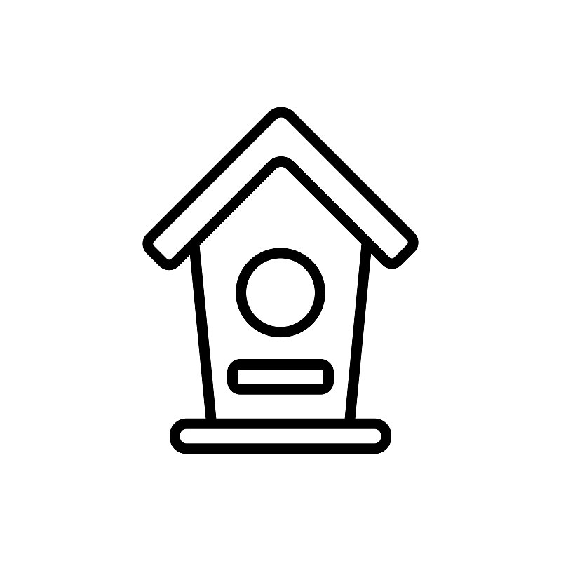 Birdhouse, garden house for birds vector icon. Fla