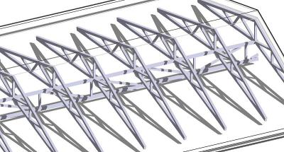 抽象的木桁架和阴影的3d插图模式。