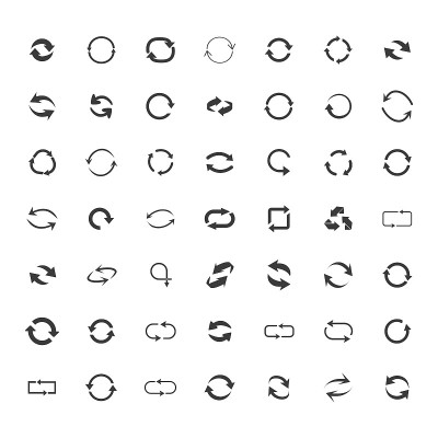 Repeat icons set. set of 49 refresh filled icons s