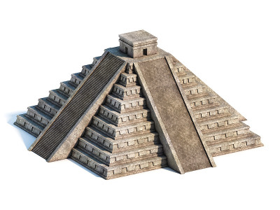 玛雅金字塔正面视图3d渲染