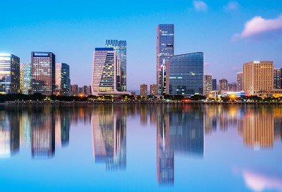 福州金融区建筑景观夜景天际线