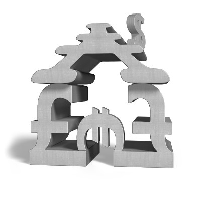 货币符号堆砌建筑