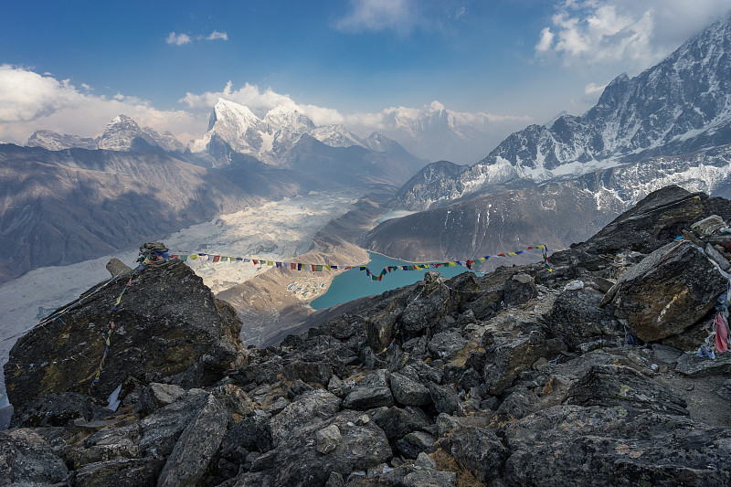 俯视图Gokyo Ri观点，珠穆朗玛峰地区，尼泊尔