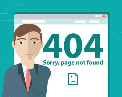 404错误概念向量图对不起男人站在附近页未找到符号。