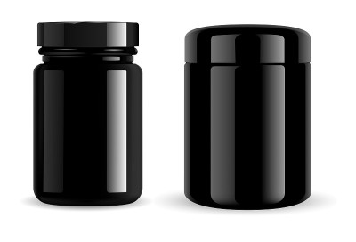 黑色的jar。黑色药瓶，化妆品容器
