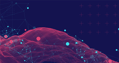 Wireframe background with plexus effect. Futuristi
