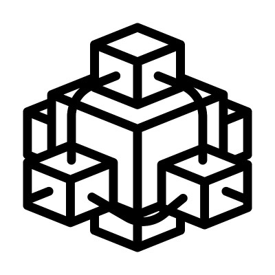 区块链加密货币线图标矢量插图
