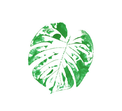水彩画棕榈叶将棕榈叶上的水涂上颜色，然后放在纸上
