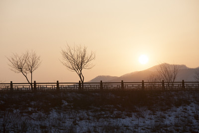 日落,太阳