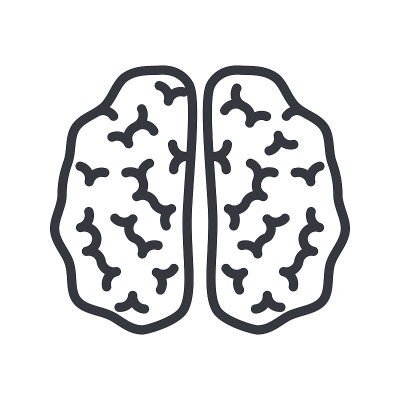 人脑器官侧视图线图标。医疗孤立的象征