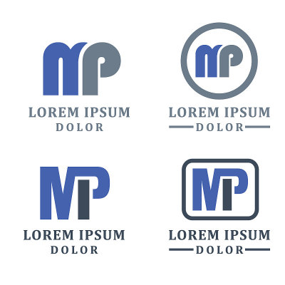 矢量插图字母m和p图标设计