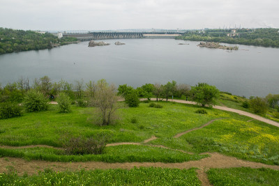 Zaporizhzhya市的巨型水力发电站Dniproges