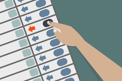 Hand casting vote in Electronic voting machine
