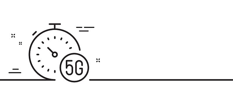 5g高速互联网线路图标。无线技术的信号。最小线模式横幅。向量