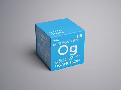 Oganesson。惰性气体。门捷列夫元素周期表中的化学元素。