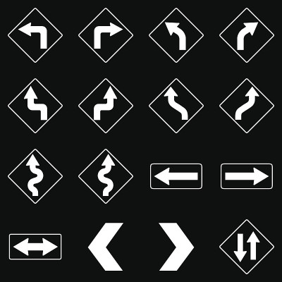 一组白色道路交通标志。向量