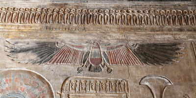 埃及象形文字在Medinet Habu神庙，卢克索，埃及